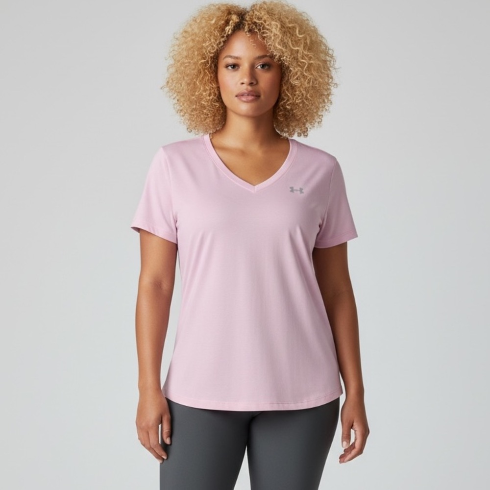 Under Armour HeatGear V-Neck Active Tee Women’s 2XL Pink Plus Size Summer